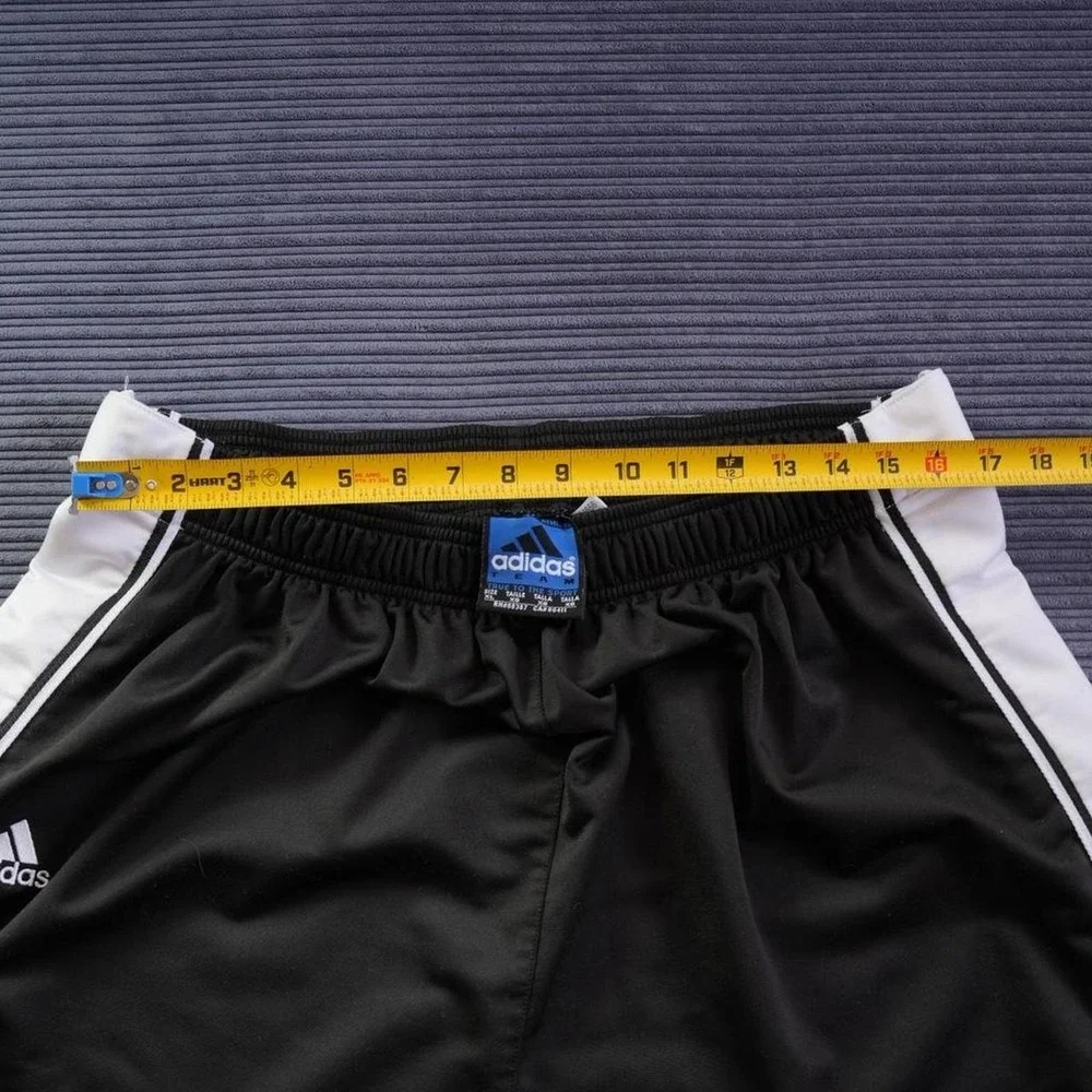 Adidas Vtg Pants Mens Sz XL Black White Track Wide Leg Elastic Waist Basketball